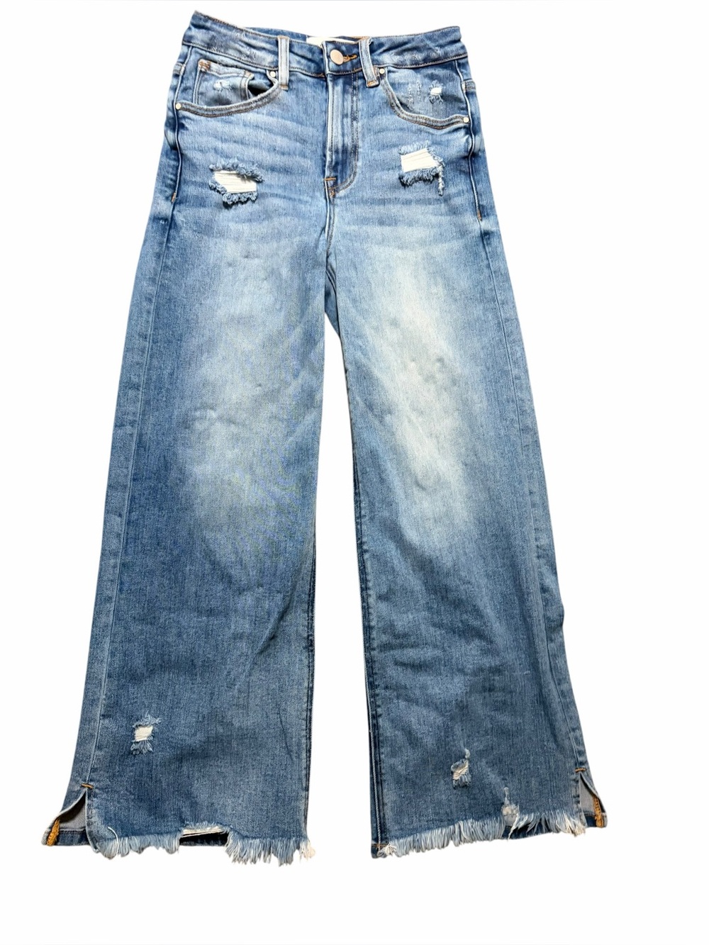 Risen Ladies High Rise Crop Wide Leg Frayed Hem Size 1/25